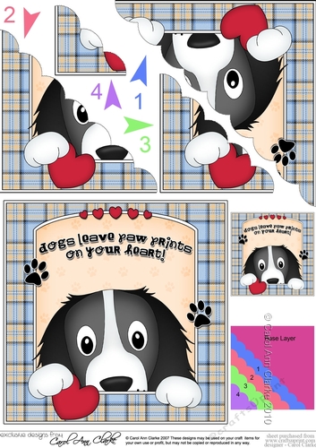 Scalloped Corner Stacker - Dogs Leave Paw Prints - Springer Spaniel Dog Blue