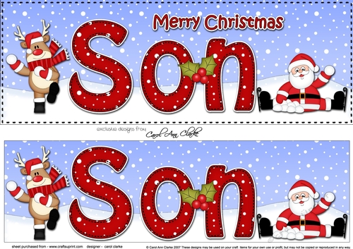Large DL Merry Christmas SON with Santa & Rudolph 3D decoupage 