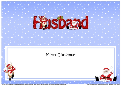 Large DL Merry Christmas HUSBAND with Santa & Rudolph insert