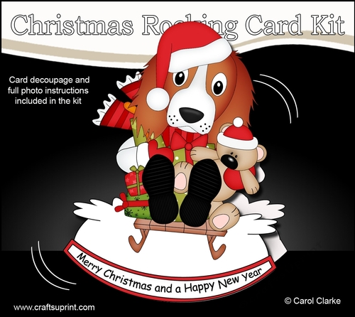 3D Shaped Rocking Christmas Card Mini Kit - Little Springer Spaniel Dog