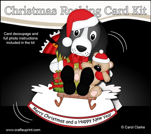 3D Shaped Rocking Christmas Card Mini Kit - Little Springer Spaniel Dog