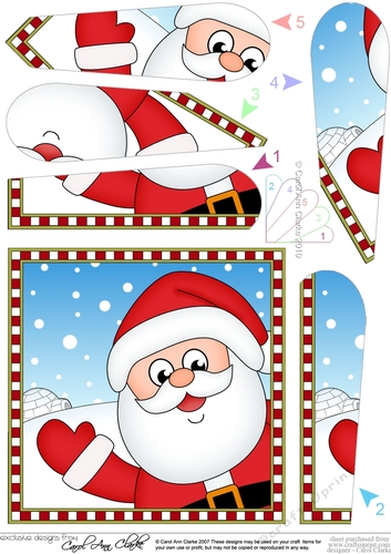 Christmas Fan Pyramage Topper - Cute Fun Santa