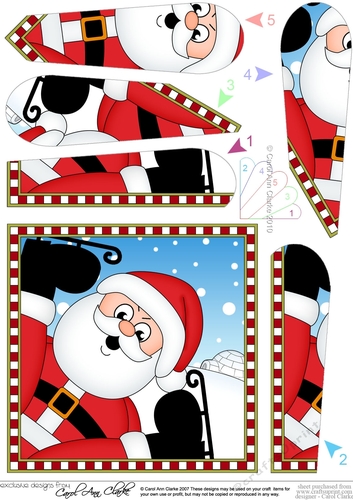 Christmas Fan Pyramage Topper - Cute Fun Santa