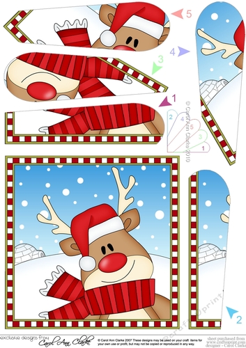 Christmas Fan Pyramage Topper - Cute Fun Rudolph