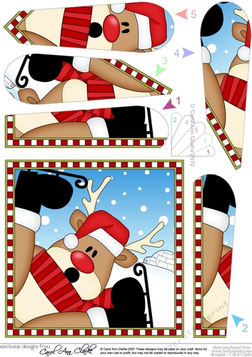 Christmas Fan Pyramage Topper - Cute Fun Rudolph