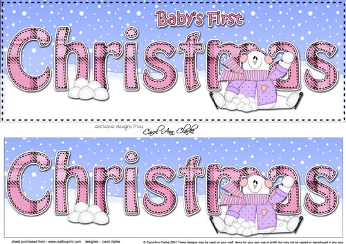 Large DL BABYS 1st CHRISTMAS 3D decoupage with Snowman Rio