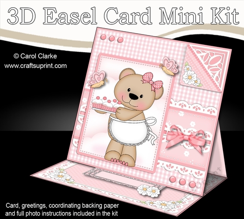 3D Easel Card Mini Kit - Pretty in Pink - Livvy Bear has Cupcakes