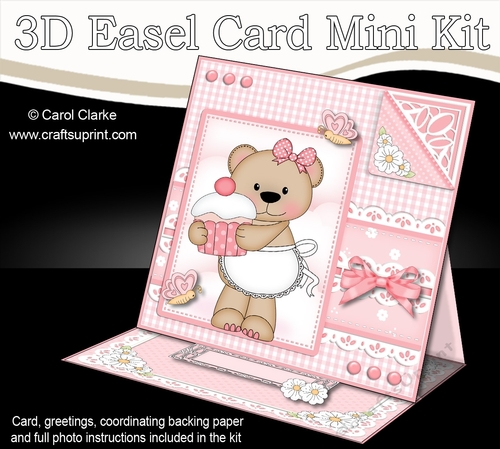 3D Easel Card Mini Kit - Pretty in Pink - Livvy Bear has a Cupcake