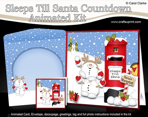 3D Animated Sleeps Till Santa Christmas Postbox Countdown Card Kit - Snowball Sam is Snowballing!