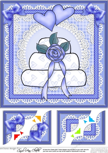 Wedding Cake 8 x 8 Scalloped corner Topper