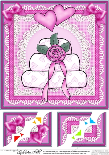 Wedding Cake 8 x 8 Scalloped corner Topper