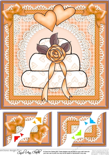 Wedding Cake 8 x 8 Scalloped corner Topper