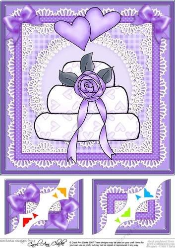 Wedding Cake 8 x 8 Scalloped corner Topper