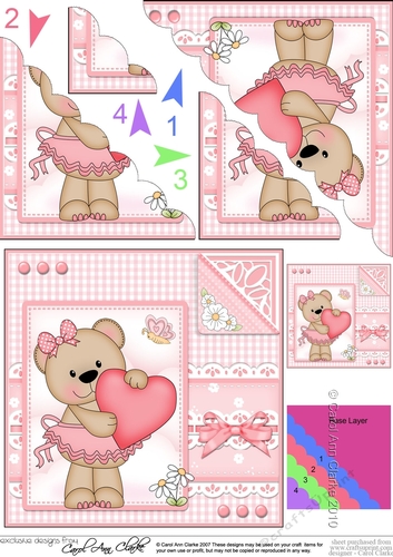 Cute Little Livvy Bear & Lace Scalloped Corner Stacker