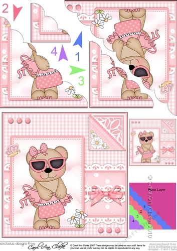 Cute Little Livvy Bear & Lace Scalloped Corner Stacker