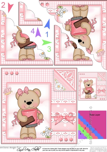 Cute Little Livvy Bear & Lace Scalloped Corner Stacker