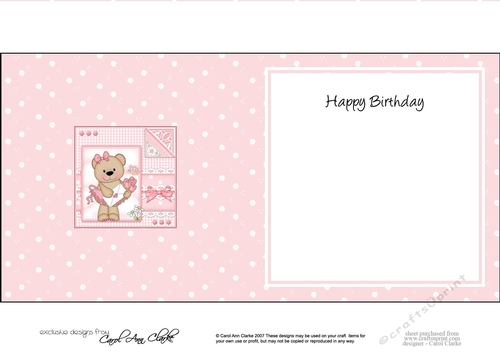 Cute Little Livvy Bear & Lace square landscape insert