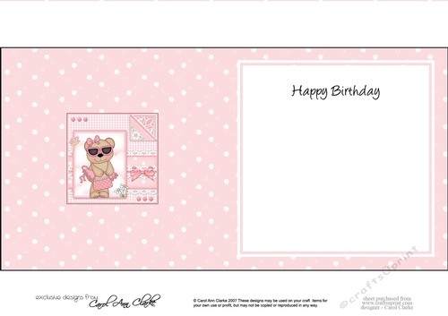 Cute Little Livvy Bear & Lace square landscape insert