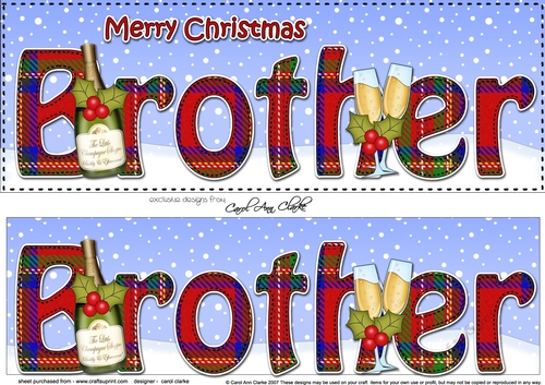 Large DL Merry Christmas BROTHER 3D decoupage with Champagne