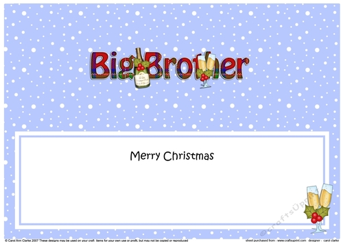 Large DL Merry Christmas BIG BROTHER insert with Champagne
