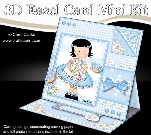 3D Easel Card Mini Kit - Pretty in Blue - Cute Girlz