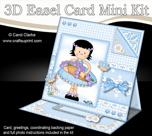3D Easel Card Mini Kit - Pretty in Blue - Cute Girlz