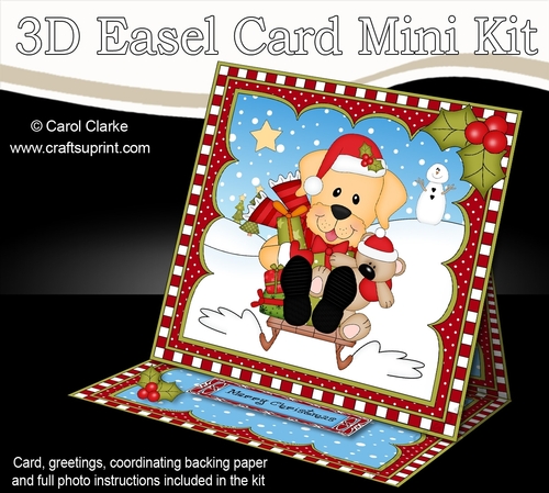 3D Christmas Easel Card Mini Kit - Little Golden Labrador Dog
