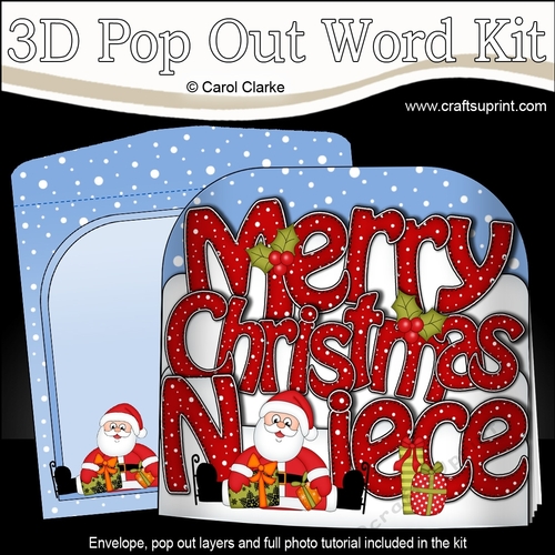 3D Pop Out Christmas Word Card Kit - Merry Christmas NIECE