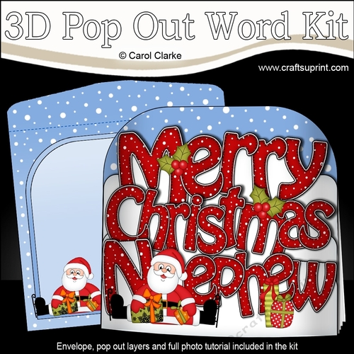 3D Pop Out Christmas Word Card Kit - Merry Christmas NEPHEW