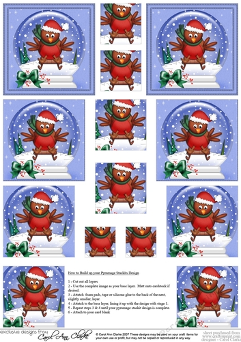 Christmas Robin Snowglobe Pyramage sheet