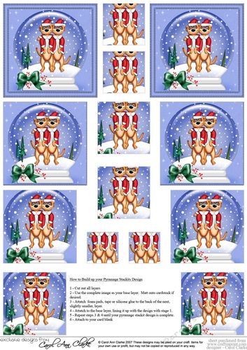 Christmas Meerkats Snowglobe Pyramage sheet