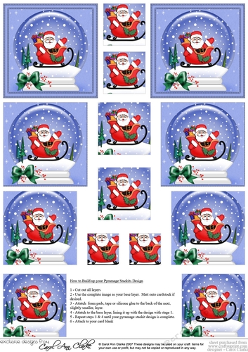 Christmas Santa Snowglobe Pyramage sheet