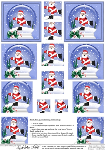 Christmas Santa Snowglobe Pyramage sheet