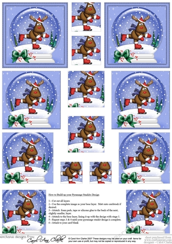 Christmas Rudolph Snowglobe Pyramage sheet