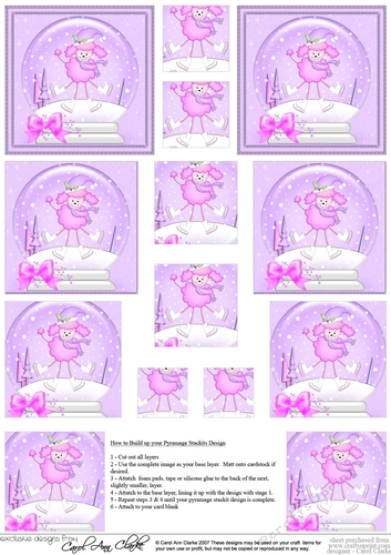 Christmas Poodle Dog Snowglobe Pyramage sheet