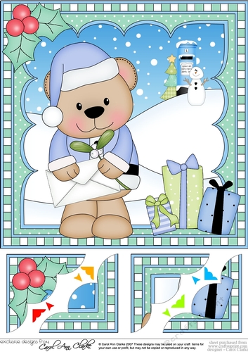 Christmas 8 x 8 Scalloped Corner Topper - Livvy Bear has a Letter for Santa