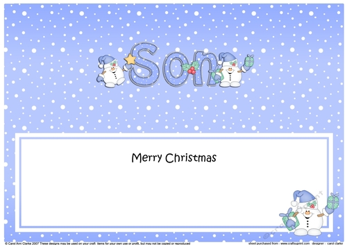 Large DL Merry Christmas SON insert with Snowball Sam
