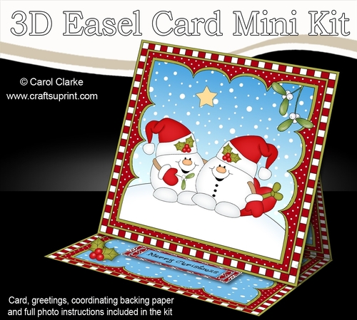 3D Easel Card Mini Kit - Christmas Snowball Sam is in Love!