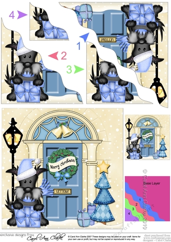 Scottie Dog is at the Door - Christmas Wavy Corner Side Stacker