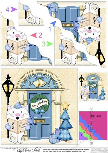 Cute Cat is at the Door - Christmas Wavy Corner Side Stacker