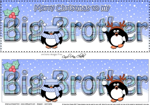 Large DL Merry Christmas to my BIG BROTHER 3D decoupage with Penguins