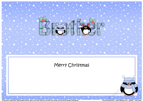Large DL Merry Christmas BROTHER insert with Penguins