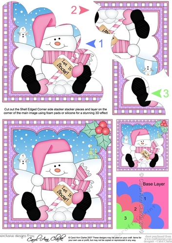 Christmas Snowman Oli Shell Edged Corner Side Stacker