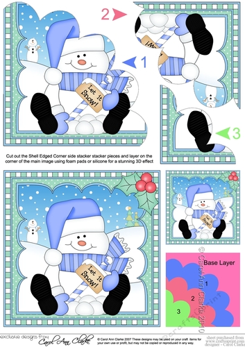 Christmas Snowman Oli Shell Edged Corner Side Stacker