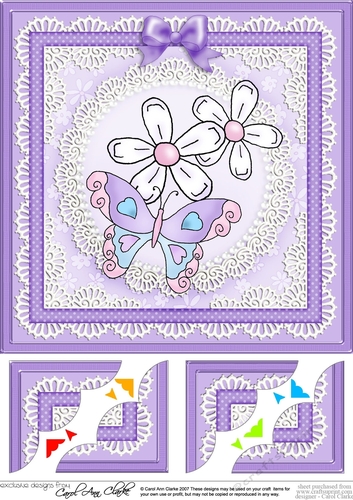 8 x 8 Fluttery Butterfly Scalloped Corner Topper