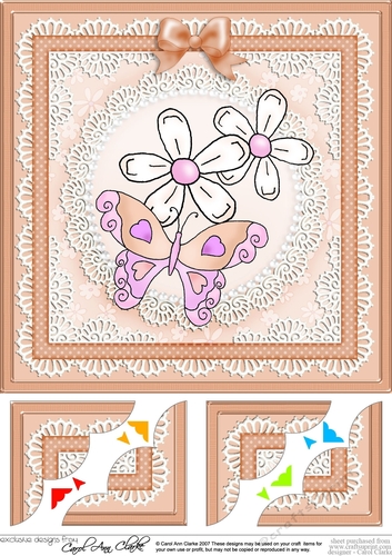 8 x 8 Fluttery Butterfly Scalloped Corner Topper