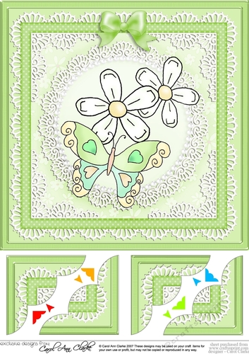 8 x 8 Fluttery Butterfly Scalloped Corner Topper