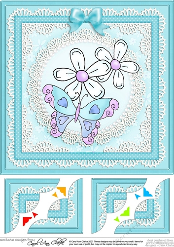 8 x 8 Fluttery Butterfly Scalloped Corner Topper