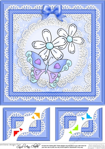 8 x 8 Fluttery Butterfly Scalloped Corner Topper