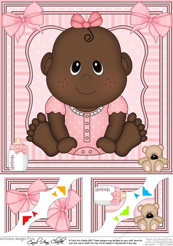8 x 8 Cute Ethnic New Baby Girl Scalloped Corner Topper 